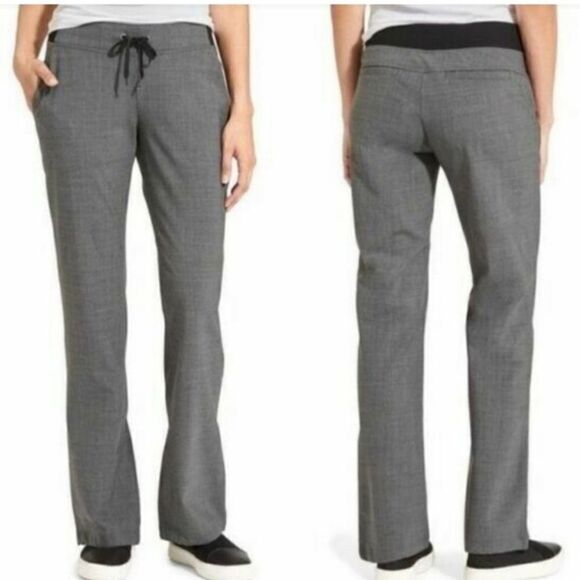Athleta Midtown Gray Wool Blend Drawstring Straight Leg Trouser Sz 10T - Picture 2 of 14
